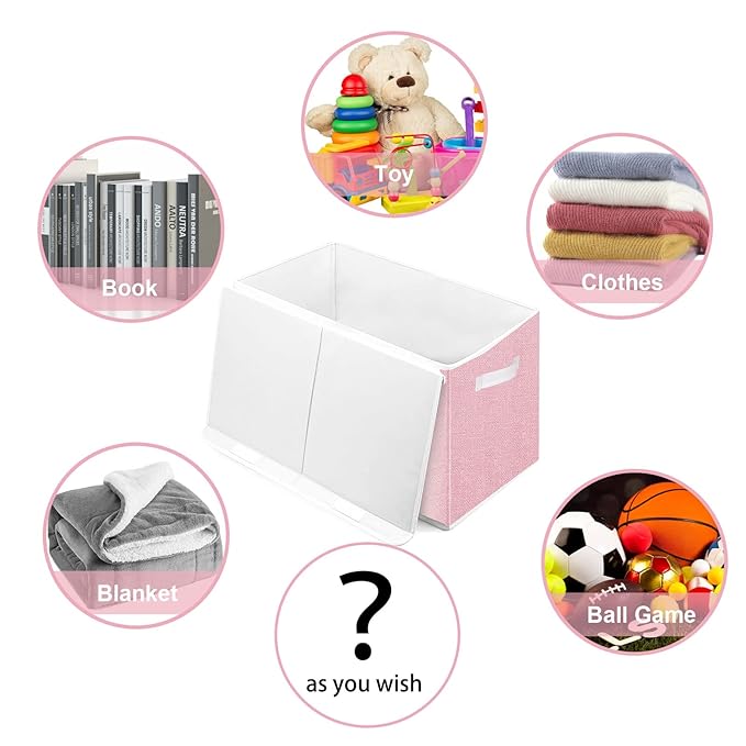 Toy Storage Box for Girls, Large Kids Toy Chest Boxes Organizers and Storage with Lids & Handles for Nursery,Playroom 24.5"x13"x16"(Pink)