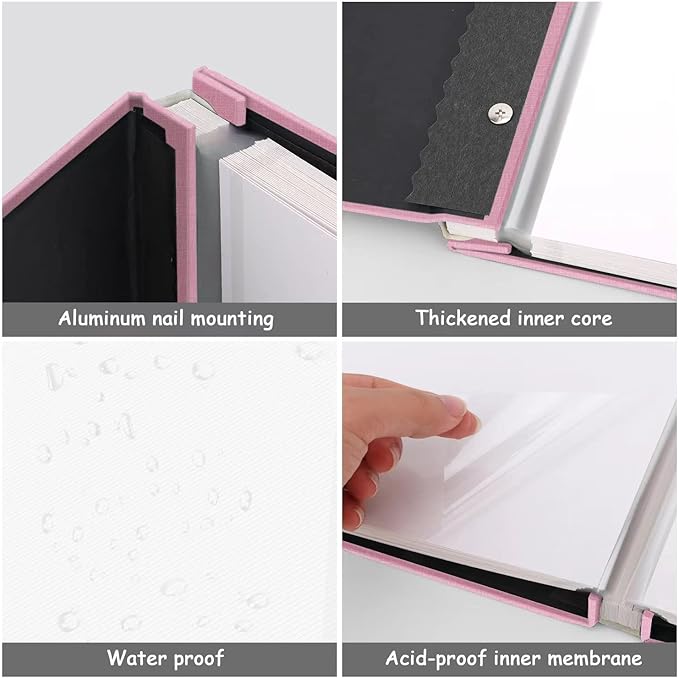 Zesthouse Photo Album Self Adhesive Pages, 60 Pages Magnetic Scrapbook Albums with Sticky Page,Photos Album Holds 8x10 & 5X7 & 4x6 & 6x8 & 3x5, Large Picture Book Ideal for Family,Wedding,Baby