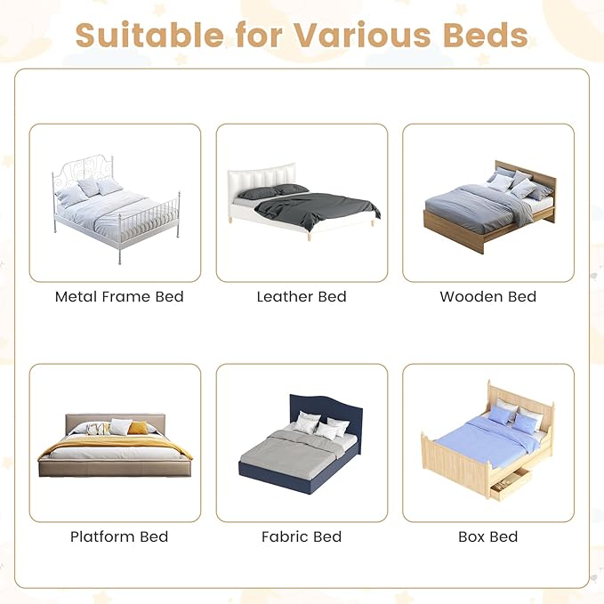 HONEY JOY 2 Pack Bed Rails for Toddlers, 60-Inch Extra Long, Foldable Portable Swing Down Safety Bed Guard Rail, Toddler Bed Rails for Crib, King Queen Full Twin Size Bed Mattress (White)