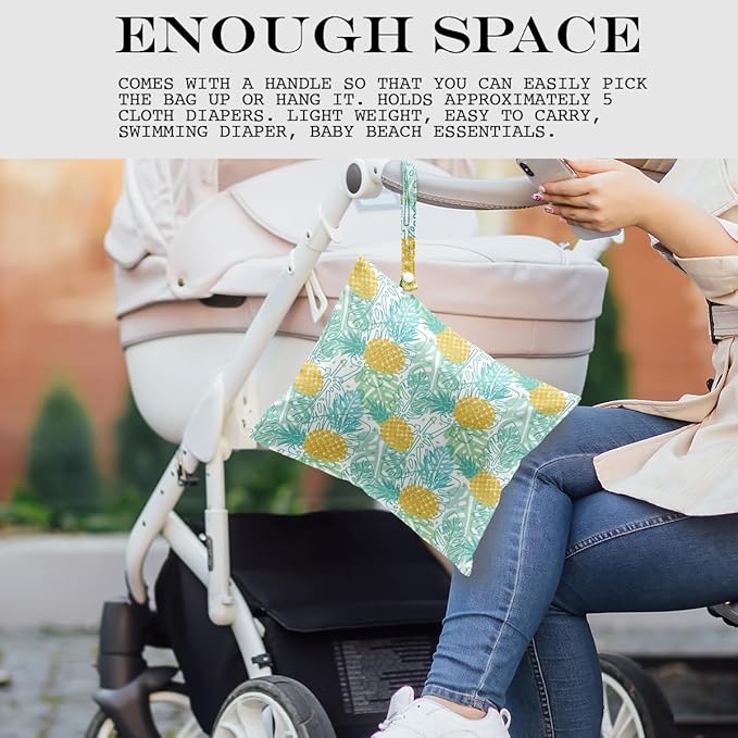 Wet Bag, Wet Dry Bag, Wet Bag for Swimsuit, Travel, Beach, Pool, Diapers, Dirty Yoga Gym Clothes, Makeup Bag, Waterproof Tropical Palm Leaves Decor Jungle Palm Leaf Favors