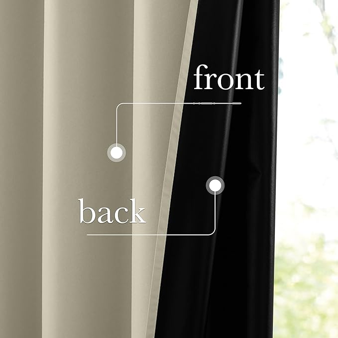 NICETOWN 100% Blackout Curtains 96 inches Long, Grommet Lightweight Easy to Install Portable Blackout Curtains Energy Saving Shades for Living Room/Bedroom, Muted Beige, W52 x L96, 2 Panels