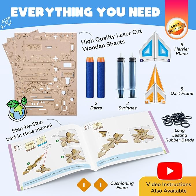 Smartivity 2in1 Hydraulic Airplanes & Darts Launcher STEM Toy for Kids Ages 6-14 Years I Birthday Gifts for Smart Kids | DIY Science Kit for Boys & Girls 6, 8,10,12,14 Years Old