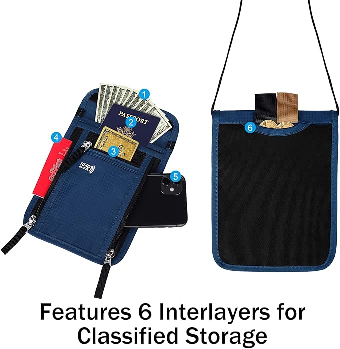 Travel Pouch Neck Wallet Family Passport Holder Organizer Case with RFID Blocking