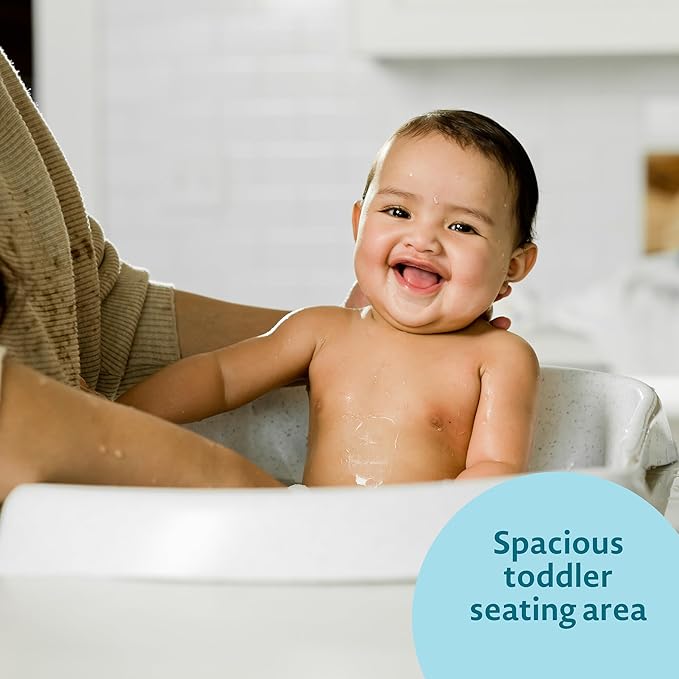 The First Years Rain Shower Baby Bathtub Set - Includes Infant Sling, Soothing Spray Shower Head, Fresh Water Tank and Built in Soft Brush - 3 in 1 Grow with Me Design - Baby Bath Essentials