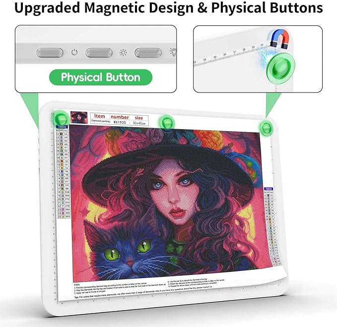 Zocelight Rechargeable A3 Tracing Light Box with Padded Case,Diamond Art Light Board with 4 Magnets,Wireless Light Pad for Diamond Painting,Ultra Bright Light Table for Drawing, Sketching(White)