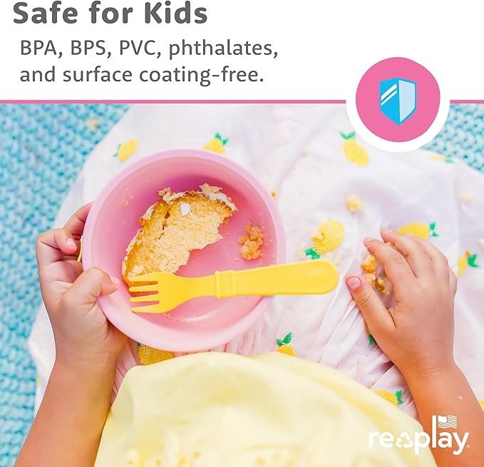 Re-Play 12 Oz. Toddler Bowls for Snack and Everyday Dining - Dishwasher and Microwave Safe - Made in USA - Set of 3-5.75" x 5.75" x 2" - True Blue