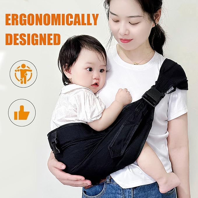 Baby Sling Carrier Toddler Carrier One Shoulder Adjustable Shoulder Strap Labor-Saving Baby Sling 10-45lbs(Grey,Mesh)