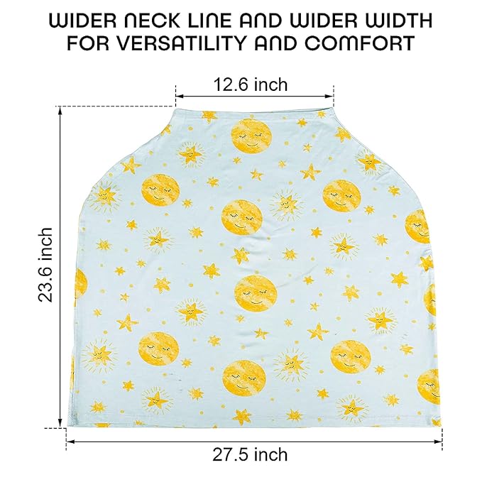 Stretchy Baby Car Seat Covers for Newborns, Infant Car Canopy Extra Soft and Stretchy Nursing Covers for Moms (Shinning Night)