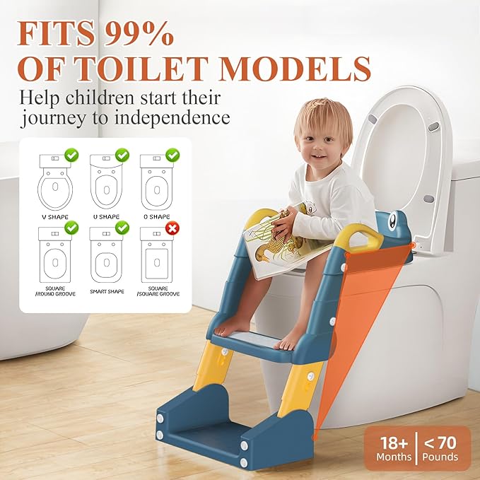 Potty Training Seat, Toddler Toilet Seat for Little Boys Girls, Potty Training Toilet with Urinals, Toddler Step Stool Ladder and Splash Guard (Blue)