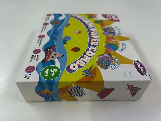 Origami Kit for Kids Ages 5-8 8-12, 260 Sheets Origami Paper with 99 Patterns and Guiding Book, Funtopia DIY Craft Art Projects Supplies for Boys Girls, Travel School Vacation Activities Toy