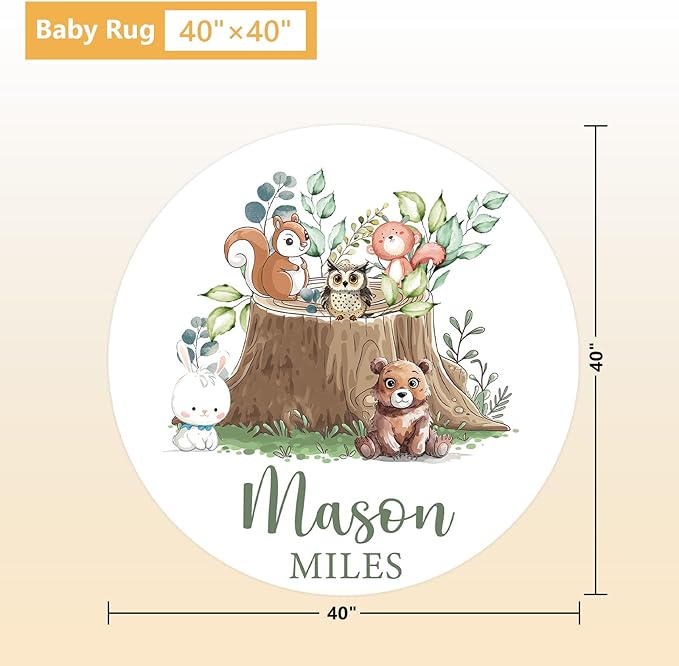 Personalized Baby Bedding Set, 5 Pcs Custom Baby Crib Sets with Name, Toddler Bedding Set for Baby Boys Girls, Forest Animal Double Layer Nursery Bedding Set, Customized Gifts for Infants Kids