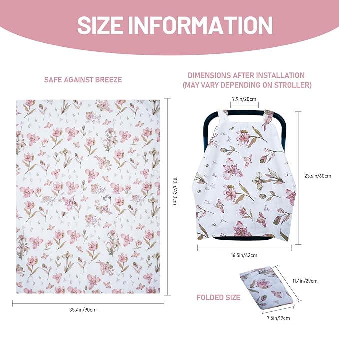 80S Muslin Car Seat Cover for Babies - Soft & Breathable Infant Carrier Canopy, Lightweight Sunshade for Summer, Universal Fit for Baby Boys & Girls