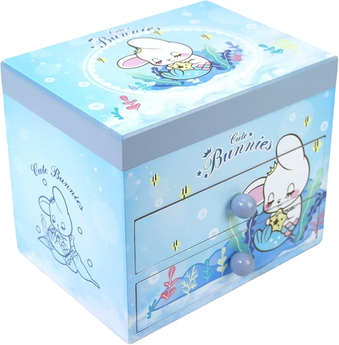 Music Jewelry Box for girls blue Cute bunny girls jewelry box Little girl birthday christmas Gift kids jewelry box Organizer