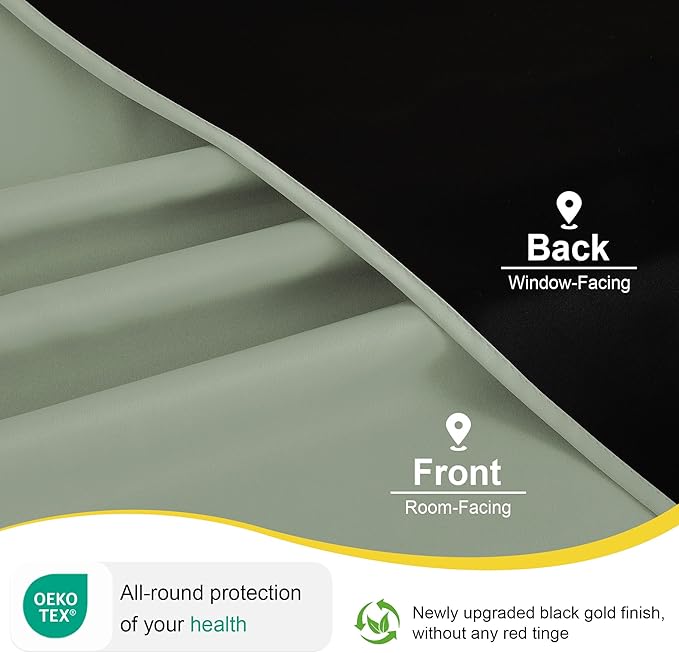 NICETOWN 100% Blackout Curtains 96 Inch Length for Bedroom, Total Blackout Thermal Insulated Grommet Window Drapes for Living Room, 2 Panels, Sage Green, 52 x 96 Inch