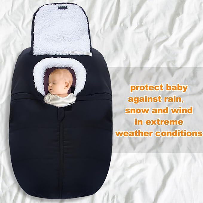 Fairy Baby Winter Car Seat Cover for Babies Carseat– Waterproof, Warm Car Seat Cover Baby – Universal Winter Cover for Back Seat, Infant Car Seat & Baby Carseat（Black）