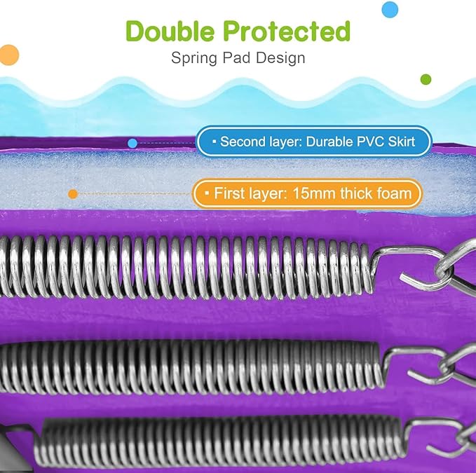 Zupapa 1800LBS Weight Capacity Double Frames Trampoline with No-Gap Design Curved Poles 16 15 14 12 10FT Trampolines with Enclosure Net for Kids Adults, Outdoor Family Fun