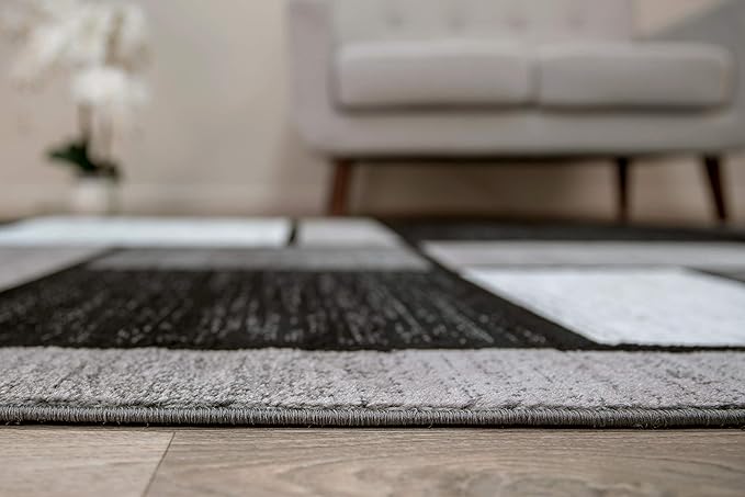 Rugshop Contemporary Modern Boxes Runner Rug 2' x 10' Gray