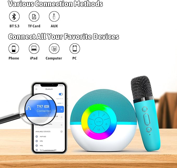 Karaoke Microphone Machine Toys for Kids Adults, Mini Portable Bluetooth Speaker with 2 Wireless Mics, Christmas Birthday Gifts for Boys Girls Ages 3 4 5 6 7 8 9 10 11 12+ Year (Green)