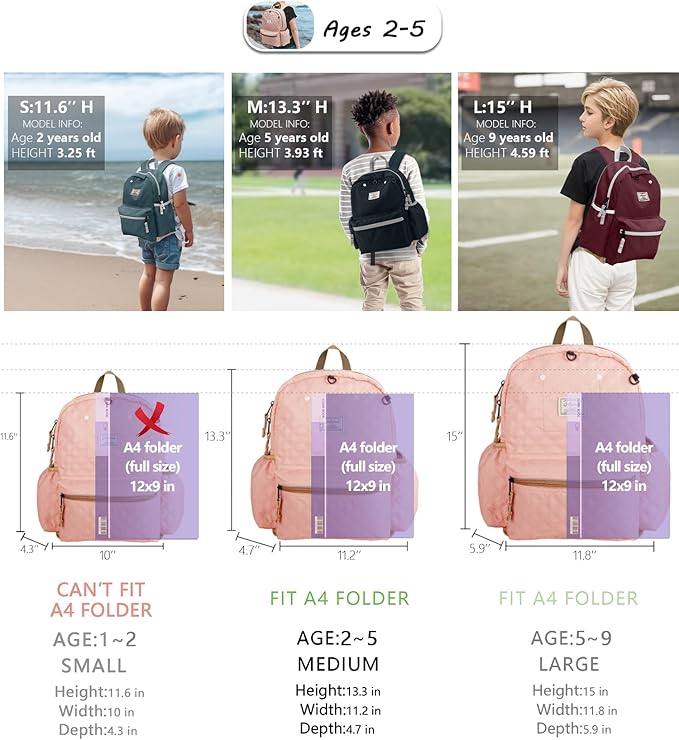 Toddler Backpack for Boys 2-5: Preschool Kindergarten Backpack - 13" Daycare Backpack Fit A4 Folder