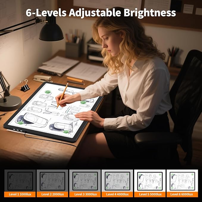 Elice Magnetic A3 Light Board for Diamond Painting, Ultra-Thin Tracing LED Light Box with Side Buttons, Super Bright Diamond Art Light Pad, Light Table for Drawing, Sketching, Weeding Vinyl - Black