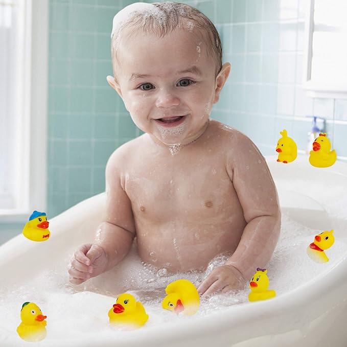 Set of 15 Duck Bath Toy Rubber Duckies, 2 Inches Bathtub Duck Set Squeak Rubber Floating Duck Baby Shower Bath Tub Pool Toys
