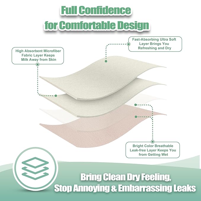 wegreeco Nursing Breast Pads (14 Pack) + Laundry Bag & Travel Storage Bag, 4.7 inch - Washable & Reusable Breastfeeding Nursing Pads (Rose Gold, Large, Contoured Shape)