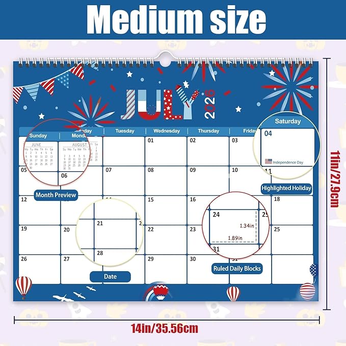 GuassLee Wall Calendar 2025-2026, 19 Months Running from Jun. 2025 to Dec. 2026, 14" X 11" Paper Hanging Planner Wall with Thick Paper for Office Home Planning & Organizing