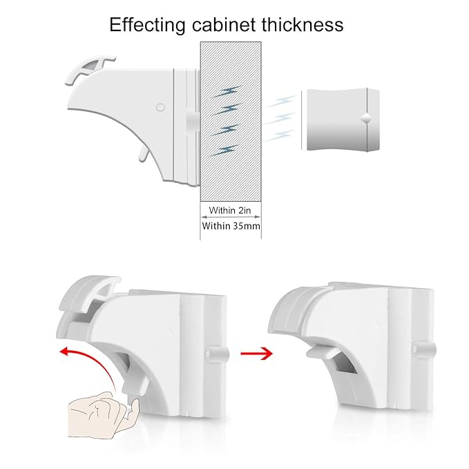 Child Safety Magnetic Cabinet Locks - vmaisi 4 Pack Adhesive Baby Proofing Cabinets & Drawers Latches
