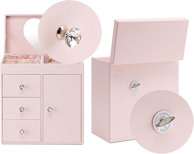 Vlando Musical Jewelry Box with Spinning Ballerina, Girls’ Jewelry Organizer for Necklaces Rings and Hair Accessories, Gift for Girls and Kids, Barely Pink