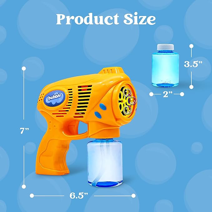 JOYIN 2 Bubble Guns with 2 Refill Solution (10 oz Total), Bubbles Maker, Blower for Kids, Toddlers, Outdoors Activity, Birthday Gift, Easter Basket Stuffers (Yellow+Orange)
