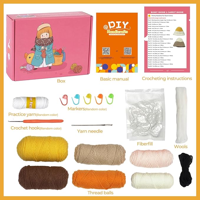 RoseFlower Crochet Kit for Beginners, Crochets Starter Kits with Step-by-Step Video Tutorials, DIY Craft Knitting Crochet Animals Set for Kids Adult - 2 Pack Chicken Sheep