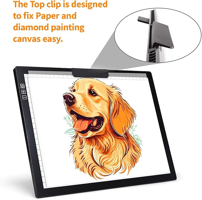 Zocelight Rechargeable A4 Light Box,led Light pad with Built-in Stand & Clip,6 Levels of Brightness Light Box for tracing,Diamond Painting.Light Table for Artists,Drawing,Sketching,Animation,X-ray