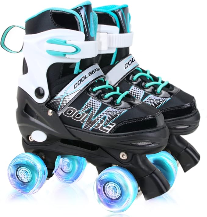 Sowume Adjustable Roller Skates for Girls and Women, All 8 Wheels of Girl's Skates Shine, Safe and Fun Illuminating for Kids