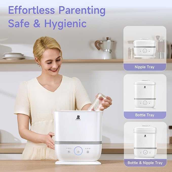 Snow Bear Baby Bottle Sterilizer and Dryer with Touchscreen, 6-in-1 Steam Bottle Sterilizer for Baby Bottles Pacifier, Breast Pump Part, 13 Bottles Extra-Large Capacity for Fast Drying Baby Essential