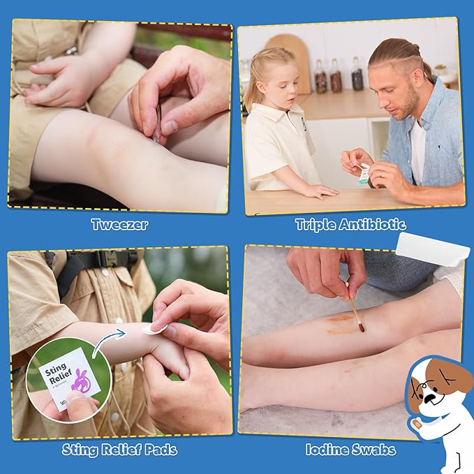 StBernard Kids First Aid Kit, EDC Mini Portable Medical Kit with Cute Bandages, Tools for Children's Daily Boo-Boos, Suits for Home, School, Camping, Hiking, Cub Scouts, Backpacking(Yellow)