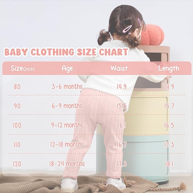 U·nikaka Toddler Baby Girls Pants Ribbed Infant Pants Leggings Toddler Baby Girl Bottoms Leggings 2 Packs