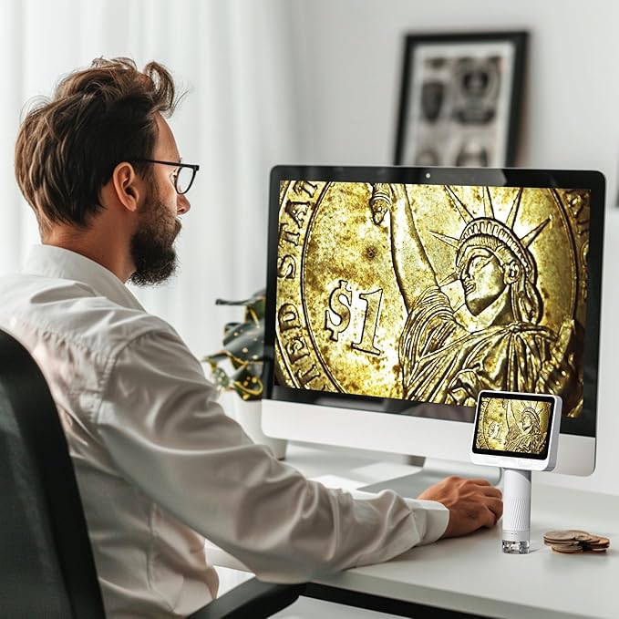 Microscope for Kids, Kids Microscope with 4.0" IPS Screen, Portable Digital Pocket Microscope for Kids 8-12, Miniscope Kids Compatible with iPhone Android Computer