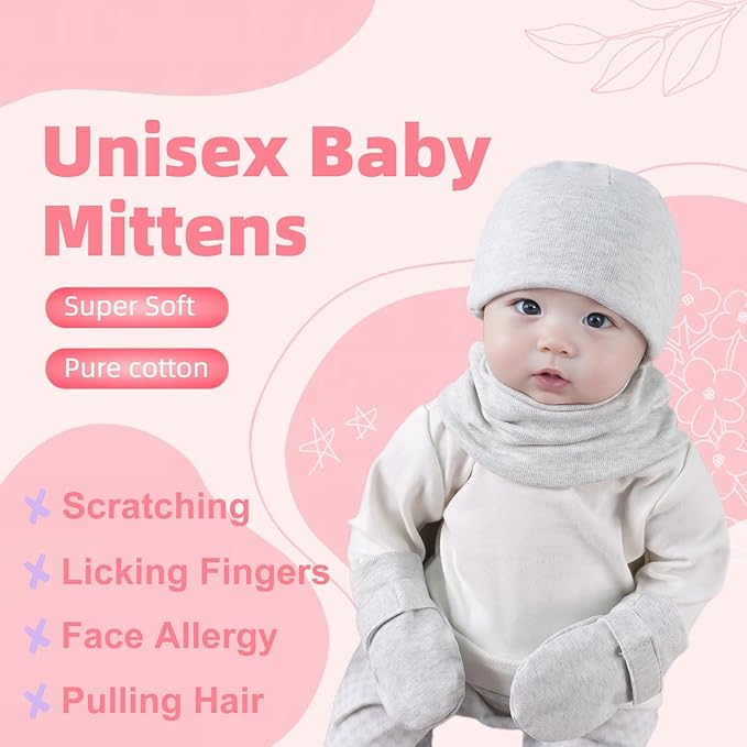 Newborn Baby Mittens Infant No Scratch Gloves Cotton Mitts for Baby Girls Boys
