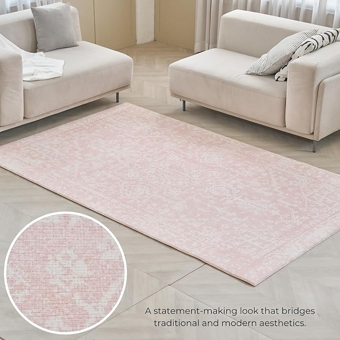 Baby Care Soft Rug (Prestige, Ikat - Inca Pink) 98'' x 59'' Original One-Piece Reversible Rollable Waterproof Play Mat for Infants, Babies, Toddler, and Kids