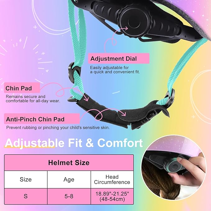 Vvinca Kids Toddlers Bike Helmet Adjustable for Ages 3-5-8 Years, Knee Pads and Elbow Pads Set Wrist Guard Sports Protective Gear Set for Roller Skate Bicycle Skateboard Scooter Girl Boy Birthday Gift