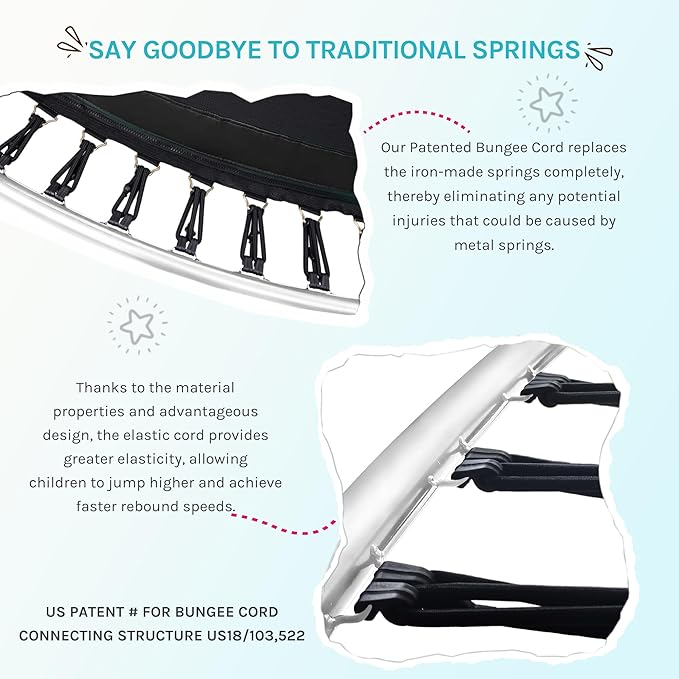 SkyBound 14 FT 12 FT 10FT 8FT 6FT Springless Trampoline for Kids and Adults - Recreational Trampolines with AntiRust Coating - Bungee Cords Outdoor Trampoline for Kids - No-Gap Design Zipper System