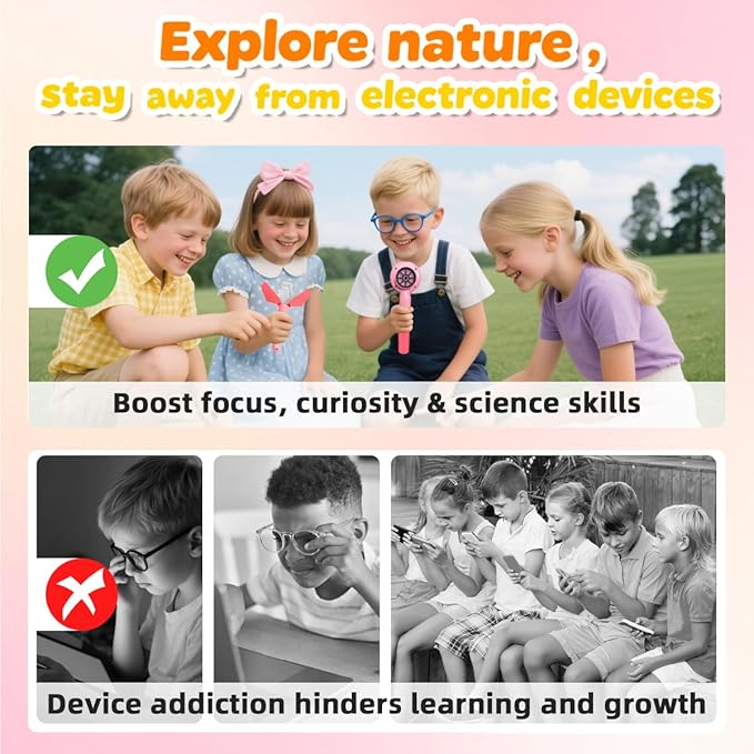 Kids Microscope with Bug Catcher Kit, 1080P Digital Mini Handheld Microscope STEM Science Toy with LED Light, Rechargeable, Portable, Supports 64GB TF Card, Educational Gift for Kids Ages 3-12 (Pink)