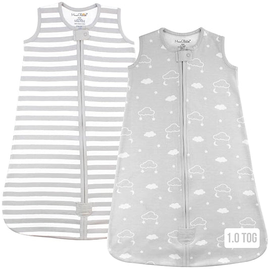 Baby Sleep Sack 1.0 TOG, Organic Cotton Baby Wearable Blanket with Two-Way Zipper, Swaddle Transition Baby Sleeping Bag, All-Season Sleep Sack for Newborn Infant Toddler Boy Girl, 2-Pack, 18-24 Month