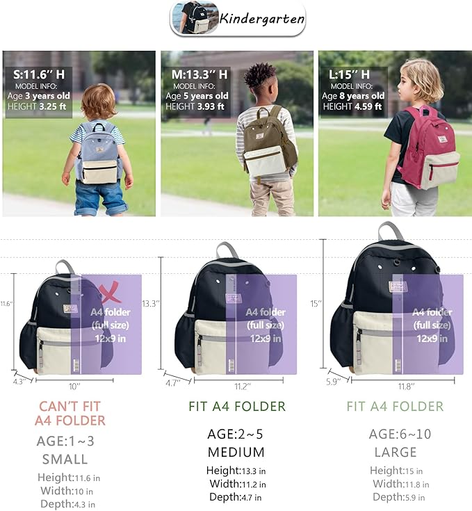 Toddler Backpack for Boys 2-5: Preschool Kindergarten 13" Daycare Backpacks Fit A4 Folder