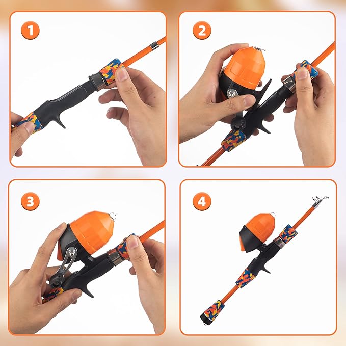 Kids Fishing Pole Kit Set，Portable Telescopic Fishing Rod and Reel Combo Full Kits for Boys, Girls, Beginner, Youth