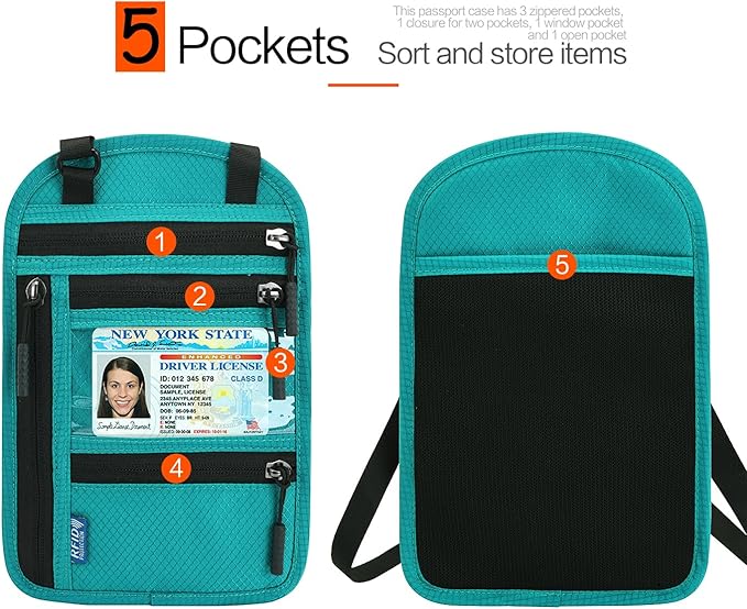 Neck Wallet Lightweight RFID Blocking Waterproof Travel Pouch for Women Men