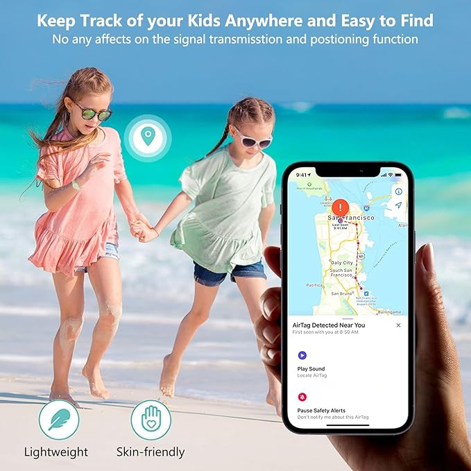 Waterproof Airtag Bracelet for Kids,Hidden Airtag Wristband Kids,Anti-Lost Silicone Apple Airtag Holder Case for Toddler,Airtag Case Cover Accessories Watch Band GPS Tracker for Child-Green