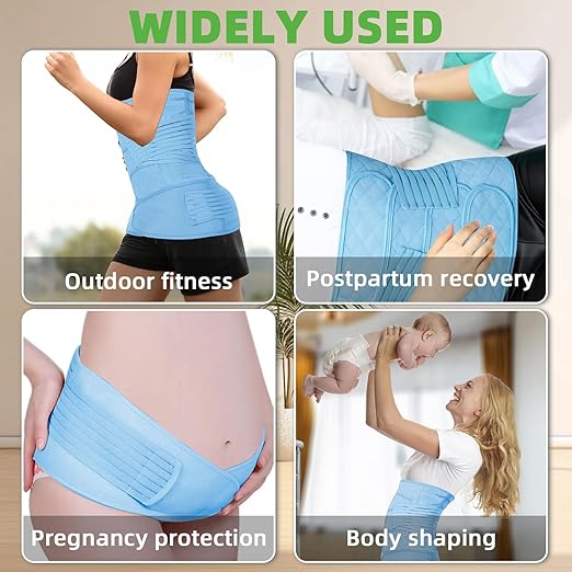 2 in 1 Postpartum Belly Band Wrap Blue, C-Section Support Belt Medium, Post Partum Support Recovery Waist/Pelvis Belt, Hysterectomy Belly Band Binder Girdle Stomach