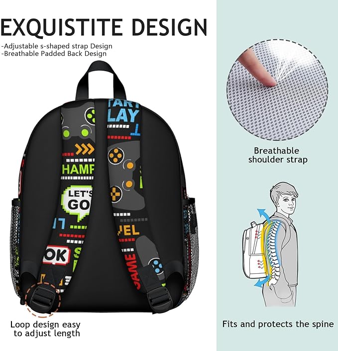 Toddler Backpack for Boys 3-8: Preschool Kindergarten Backpack - Cute Kids Backpacks for Boys-Game
