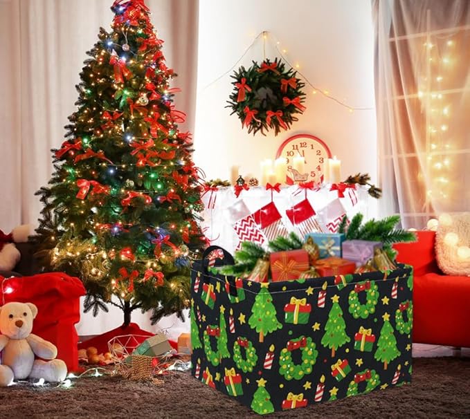 HIYAGON Rectangular Basket Box Organizer for Families - Baby Storage Bin for Boy and Girls - Christmas Room Decor